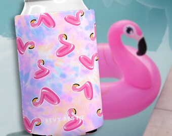Flamingle Can Cooler, Summertime Can Cooler, Fun Koozies, Flamingo Floatie Soda Cozies, Summer Fun Drink Koozies, Bachelorette Party Gifts
