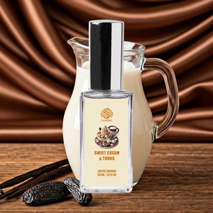 SWEET CREAM & TONKA Vanilla Perfume | Handmade Vegan Gourmand Perfume | Eau de Parfum Spray and Roll-On Perfume Oil | Sweet Dessert Scents