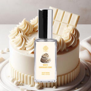 WHITE CHOCOLATE CAKE Perfume | Handmade Vegan Gourmand Perfume | Eau de Parfum Spray & Roll-On Perfume Oil | Creamy Vanilla Dessert Scent
