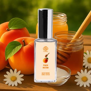 PEACH NECTAR Perfume | Handmade Vegan Gourmand Perfume | Eau de Parfum Spray & Roll-On Perfume Oil | Sweet Fruity Dessert Scents