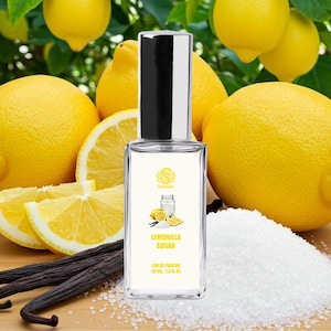 LEMONILLA SUGAR Perfume | Handmade Vegan Gourmand Perfume | Eau de Parfum Spray & Roll-On Perfume Oil | Sweet Citrus Fruity Dessert Scent