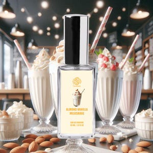 ALMOND VANILLA MILKSHAKE Perfume | Handmade Vegan Gourmand Perfume | Eau de Parfum Spray & Roll-On Perfume Oil | Sweet Creamy Dessert Scents