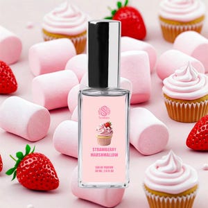 STRAWBERRY MARSHMALLOW Perfume | Handmade Vegan Gourmand Perfume | Eau de Parfum Spray & Roll-On Perfume Oil | Sweet Fruity Dessert Scents