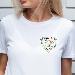 Proud Ally LGBTQ+ Shirt, LGBTQ+ Ally Heart Sweatshirt, Pride Celebration Tee, Lesbian Gay Pride Tee, Social Justice,  Equality Support Tee