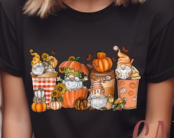 Pumpkin Gnomes T-Shirt, Cute Gnomes Fall Shirt, Pumpkin Coffee Shirt, Cute Pumpkin Gnomes Shirt, Fall Shirt, Gnomes Gift,  Fall Lover Gift