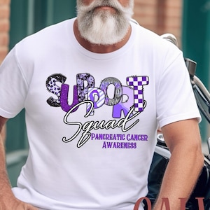 Pancreatic Cancer Awareness Support Squad Shirt, Purple Ribbon Support Team Tee, Pancreatic Cancer Group Tee, Pancreatic Cancer Survivor Tee