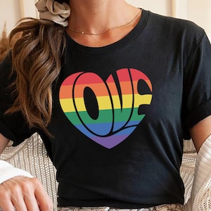 Love Heart Pride Shirt, LGBTQ+ Rainbow Love Sweatshirt, Pride Celebration Tee, Lesbian Gay Pride Tee, Social Justice,  Pride Month Love Tee
