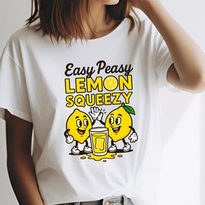Easy Peasy Lemon Squeezy Shirt, Cute Lemon Cartoon Sweatshirt, Funny Summer Graphic Hoodie, Playful Citrus Top, Happy Fruit Tee