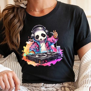 Maglietta Panda Con Cuffie - T-Shirt Divertente Per Musicisti E Amanti Degli Animali