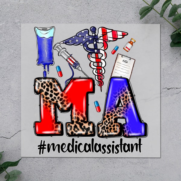 Medical Assistant DTF Transfer,  CNA-Medical Symbols - Symbolic Freedom Design Iron-On,4th of July Celebration Gift T-shirt and Fabric