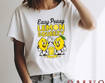 Easy Peasy Lemon Squeezy Shirt, Lemon Cartoon Sweatshirt, Funny Summer Hoodie, Playful Citrus To