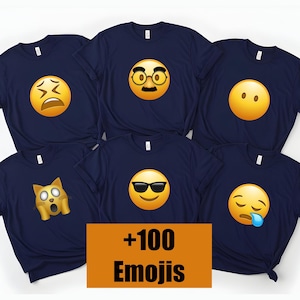 絵文字パーティー用のカスタム絵文字グループマッチングTシャツギフト、カスタム家族旅行スウェットシャツ、絵文字フェイスクルーネック、同僚用パーカー