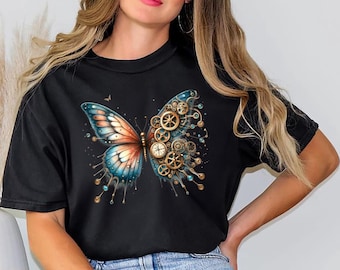 Steampunk Butterfly Clockwork T-Shirt, Unique Mechanical Butterfly Sweatshirt, Butterfly Clockwork Tee,  Perfect Gift for Steampunk Fans