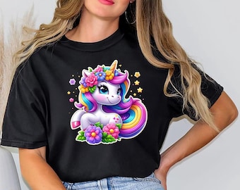 Cute Unicorn Shirt, Magical and Colorful Fantasy Unicorn Tee, Soft Cotton Shirt for Everyday Wear, Perfect Unicorn Lover Gift