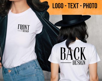 Front and Back Tee, Custom Couples Shirt, Wholesale Business Tee, Custom Text Shirt, BFF Matching Shirt, Gift Shirt, Logo Shirt