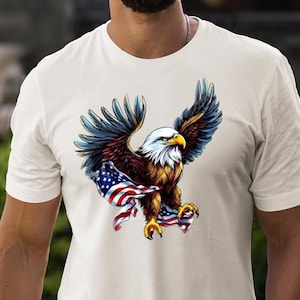 USA Eagle Shirt, American Flag Patriot Sweatshirt, USA Flag Eagle Hoodie, Freedom Soars: Bald Eagle with Flag Shirt for Patriotic Events
