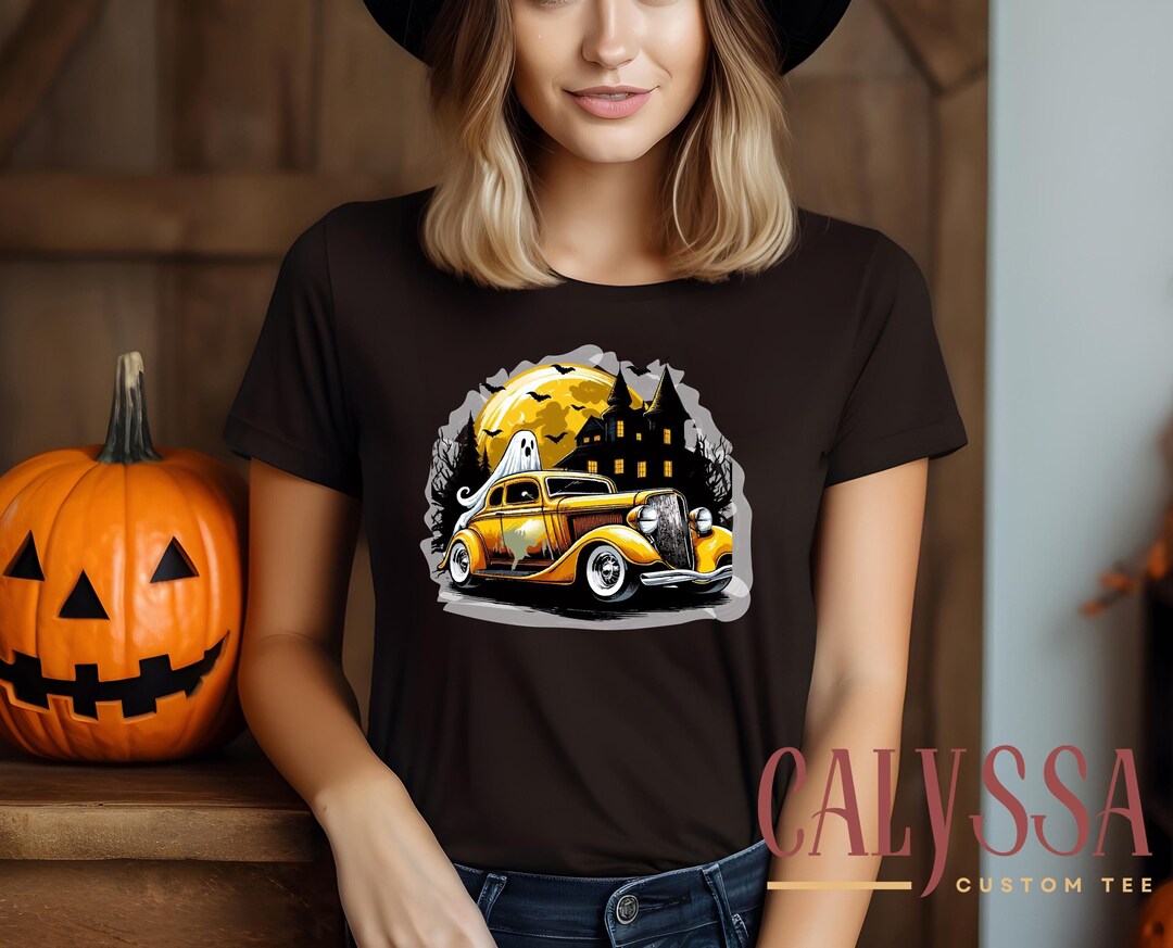 Haunted Hot Rod Halloween Shirt, Ghostly Classic Car Shirt, Spooky ...