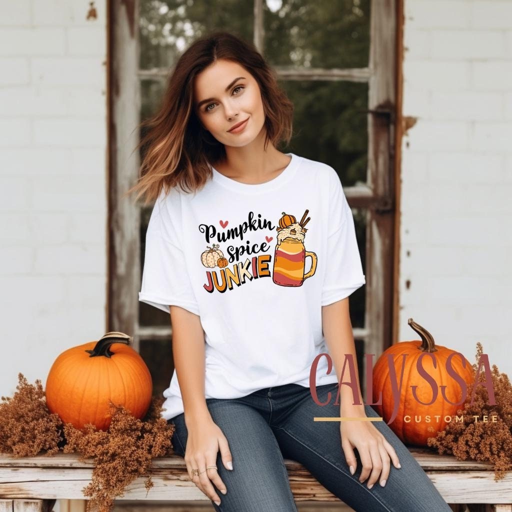 Pumpkin Spice Junkie Shirt, Pumpkin Spice Sweatshirt, Coffee Lover Hoodie, Cute Fall Tee, Fall Season Crew Shirt, Fall Coffee Shirt