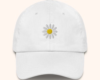 Casquette brodée pâquerette, casquette brodée blanche, casquette pâquerette, casquette brodée fleurs