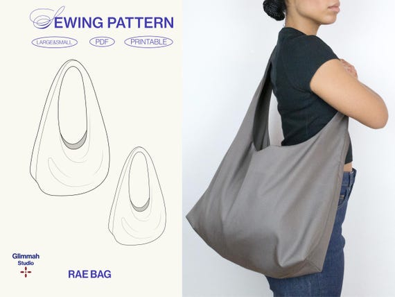 Cross body bag sewing pattern Tote bag sling bag  Rae pdf digital download/ small-large