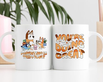 Parenting is Trifficult Chilli Dog Mug, Best Mum Ever Mug, Chilli Dog Cool Mom Club Mug, Bluey Dog Mug, Bluey Chilli Mug, Bluey Mom Mug