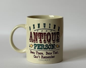 Funny "Genuine Antique Person" Artwork, Vintage 1990s Coffee/Tea Mug