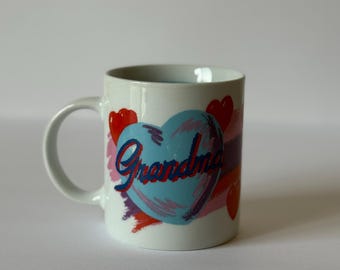 I Love You Grandma Heart Artwork, Vintage 1980s Coffee/Tea Mug
