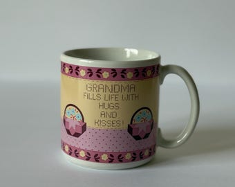 Grandma Hugs & Kisses Artwork, Vintage 1980s Carlton Cards Inc. Coffee/Tea Mug