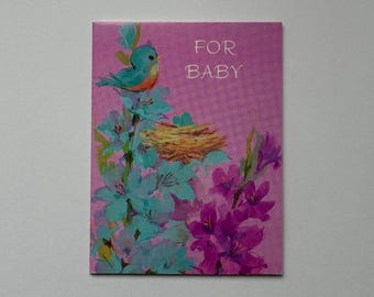 Baby Shower Greeting Card Bird Artwork, Vintage 1972 American Greetings