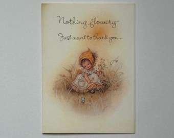Thank You Greeting Card Flower Girl Artwork, Vintage 1970s American Greetings