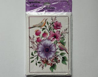 Bird & Floral Themed Blank Card Set, Vintage 1990s Expressions From Hallmark