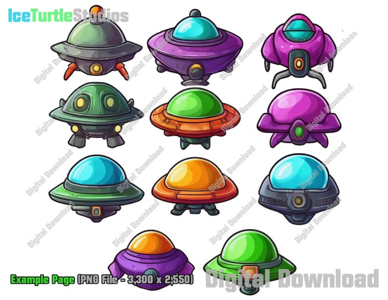 Alien Space Ships - Pack #30 - Printable Clip Art, Concept Art, Game ...