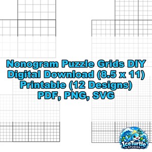 Nonogram Puzzle Grids Printable | Classroom Activity, Brain Teaser, Homeschool Printable | 12 Designs | PDF Digital Download