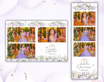 Quinceañera Photo Booth Template: Purple Floral Design (Instant Download)