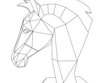 Horse Head PDF Template. Print, Glue or Weld. Papercraft for Cardboard or Metal. Wall or Table. Digital Download.