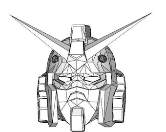 Wearable Gundam RX-78 mask. Famous Japanese cartoon. Digital PDF file for download. Print, cut, and paste. Ok Cosplay.