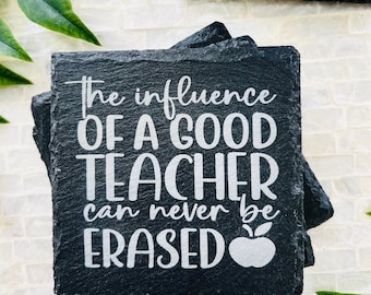 Personalized Engraved Slate Coaster, Teacher Appreciation Gift