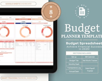 Ultimate Automated Budget Spreadsheet Google Sheets Budget Planner Budget Spreadsheet Debt Tracker Monthly Weekly Tracker Bill Calendar