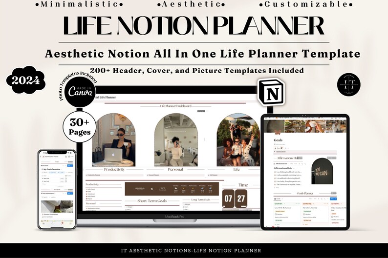 Notion Life Planner Template All in One That Girl Notion 2024 Aesthetic ...