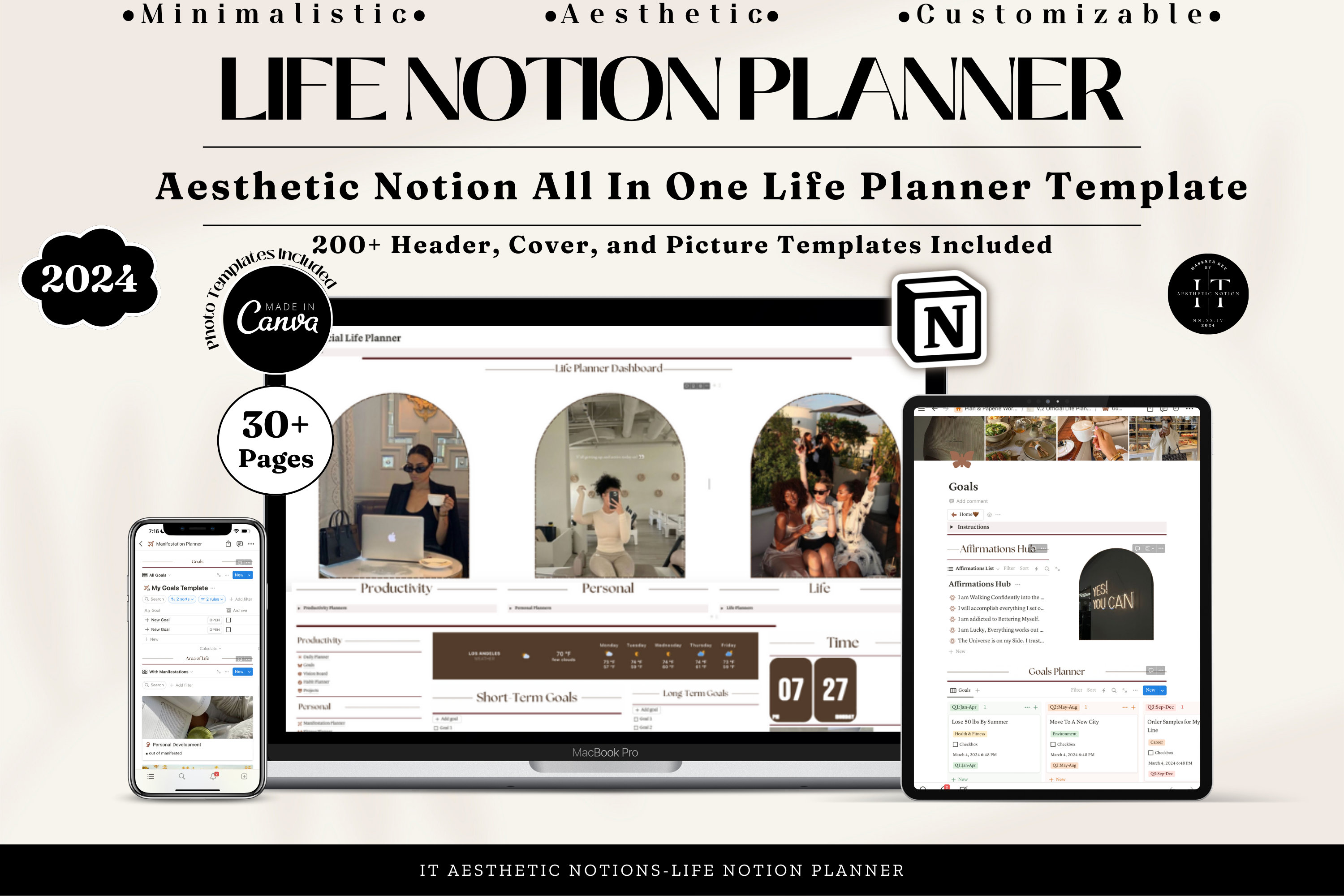 Notion Life Planner Template All in One That Girl Notion 2024 Aesthetic ...