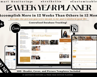 12 Week Year Notion Planner Template All In One That Girl Notion 2024 Notion Dashboard Digital Planner Goal Planner Notion Templates ADHD