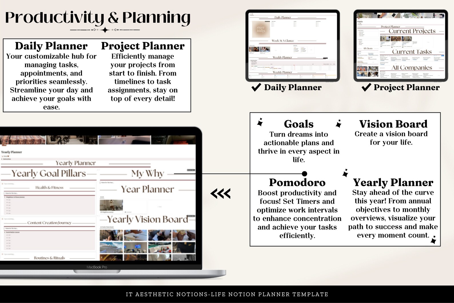 Notion Life Planner Template All in One That Girl Notion 2024 Aesthetic ...