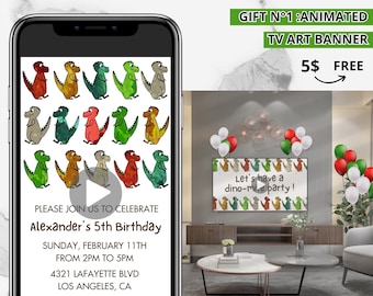 Dinosaur 5th Birthday Video Invitation: T-Rex Party (Digital Download)