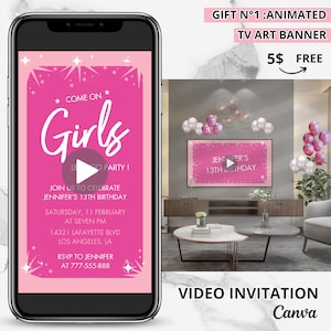 13Th Birthday Invitation | Pink Birthday Invitation | Teenage Girl Birthday Invitation | Editable Template | Teen Birthday Invitation