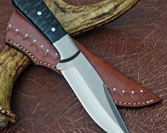 Handmade D2 Steel Hunting Knife with Leather Sheath