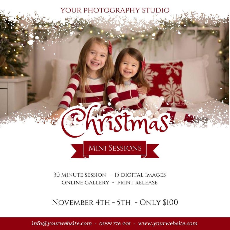 Christmas Mini Session Template, Holiday Mini Session, Marketing for ...