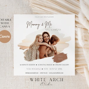 Sjabloon voor Moederdag Minisessies Canva fotograaf reclamebord fotografie marketing sjabloon Instagram minisessie mama en ik