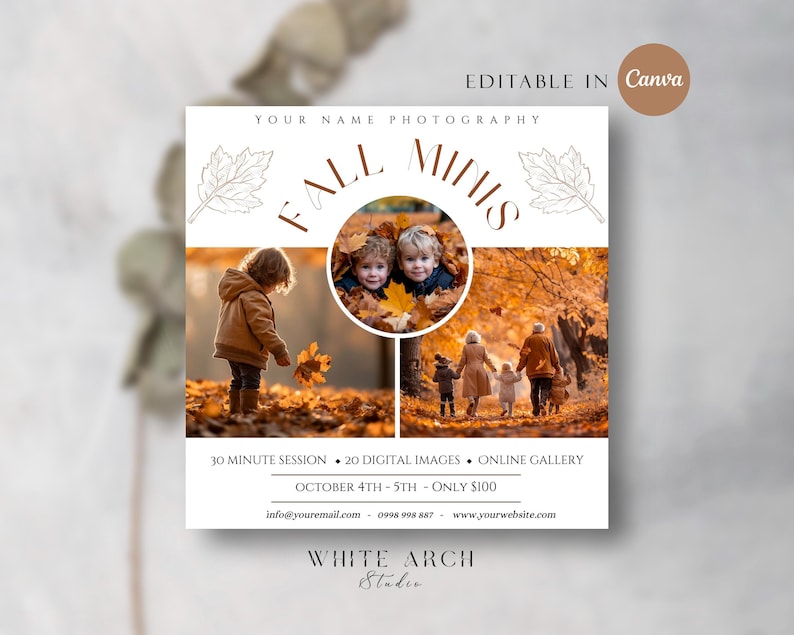 Fall Mini Session Photography Template, Autumn Mini Session, Instagram ...