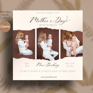sjabloon voor moederdag minisessie Canva Mama en ik fotosjabloon sociale media minisessiesjabloon fotograaf marketingbord