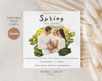 Spring mini session template, Photography marketing, CANVA TEMPLATE, Spring / summer mini sessions template, Photographer marketing board